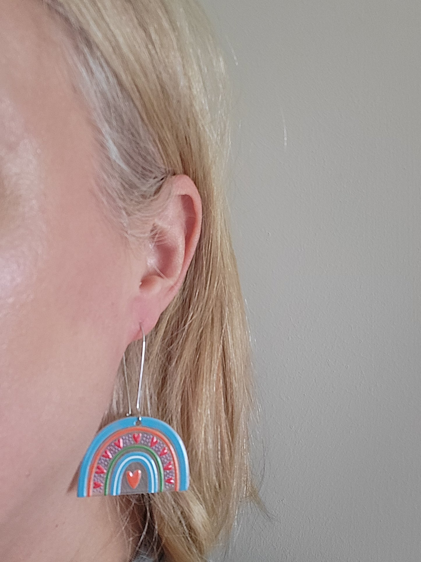 Teal Rainbow Earrings