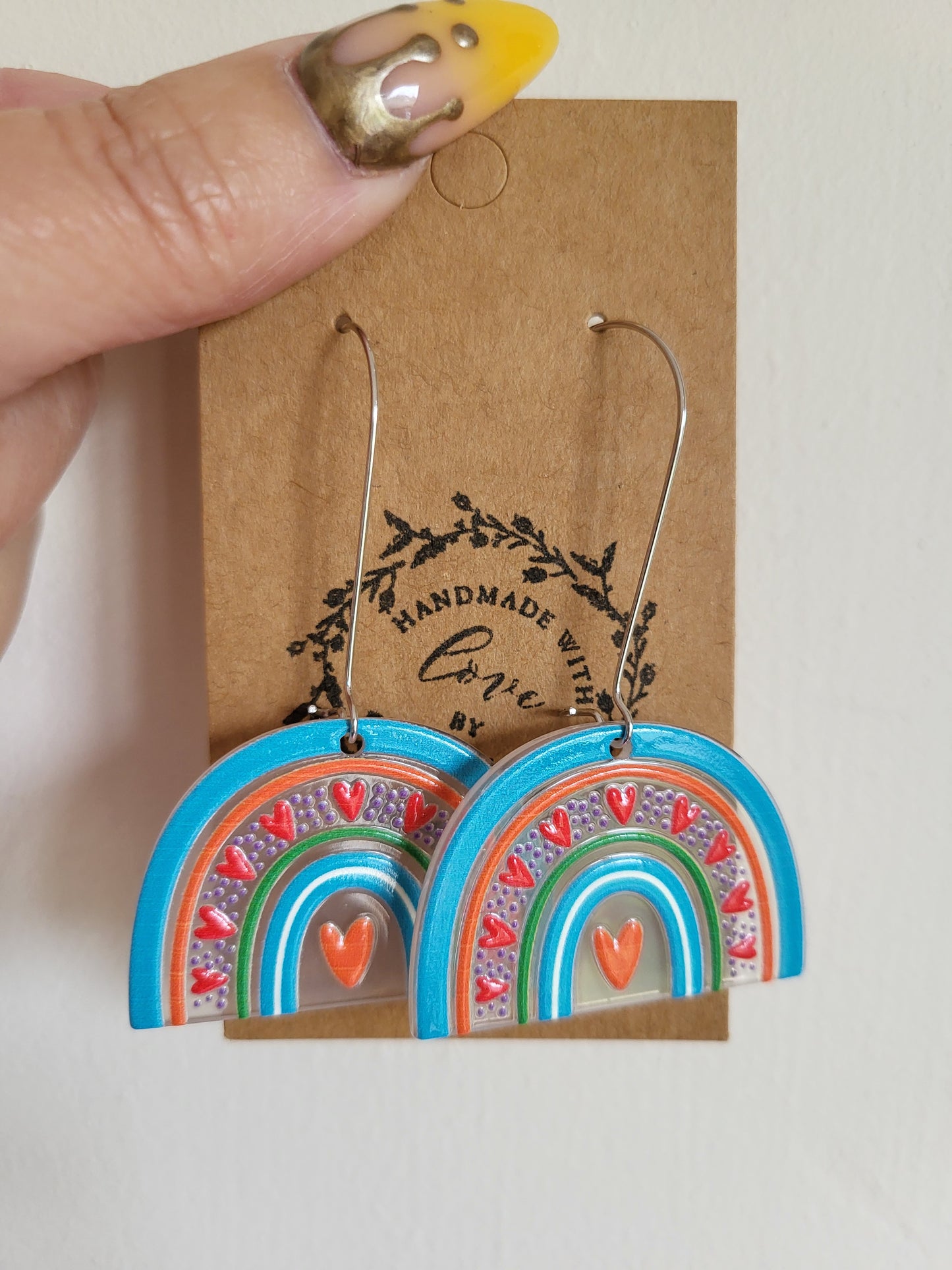 Teal Rainbow Earrings