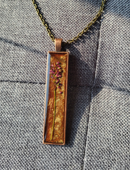 Bronze and Purple Flower Pendant