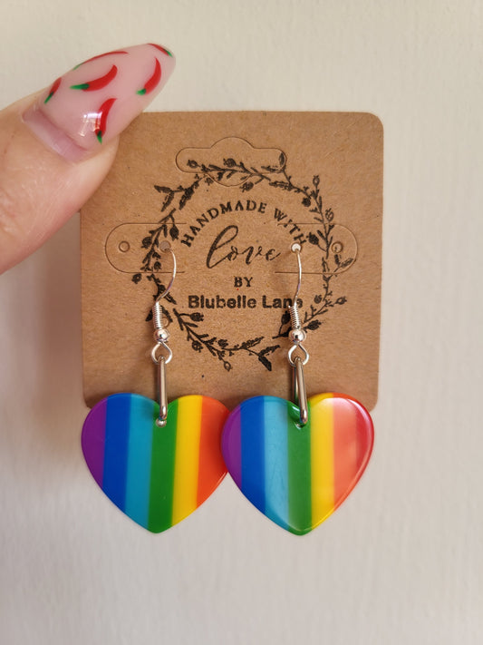 Rainbow heart earrings