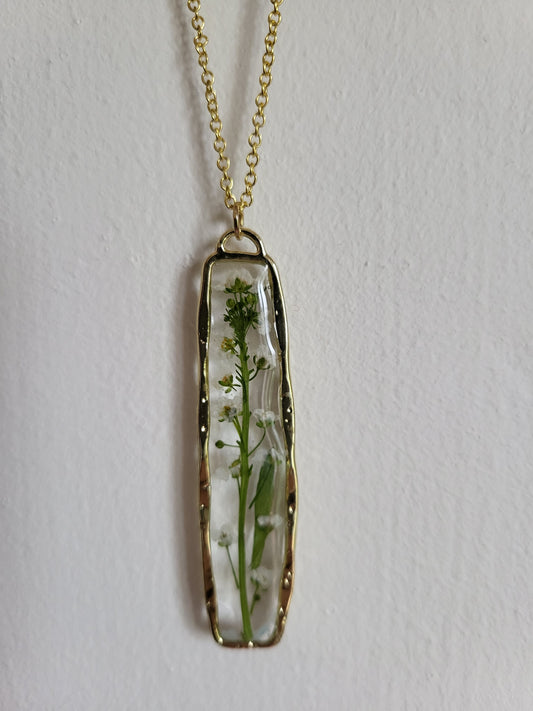 Dainty White Wildflower Pendant