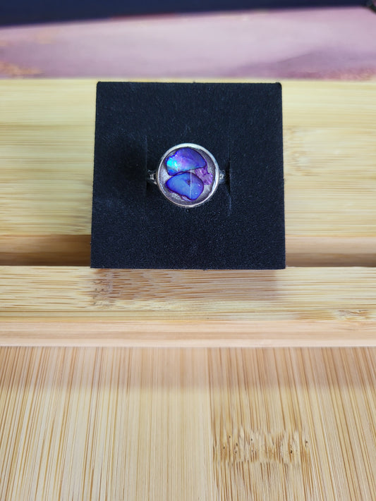 Purple abalone shell ring