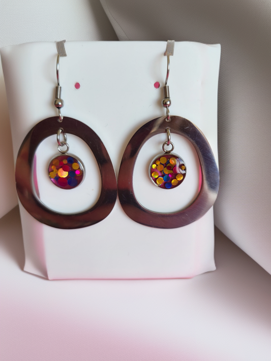 Stainless steel Disco Confetti Earrings